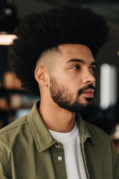 High Fade Afro Haircut for Men