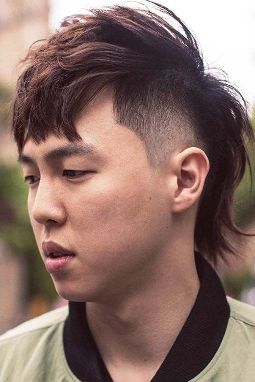 Asian Burst Fade Mullet