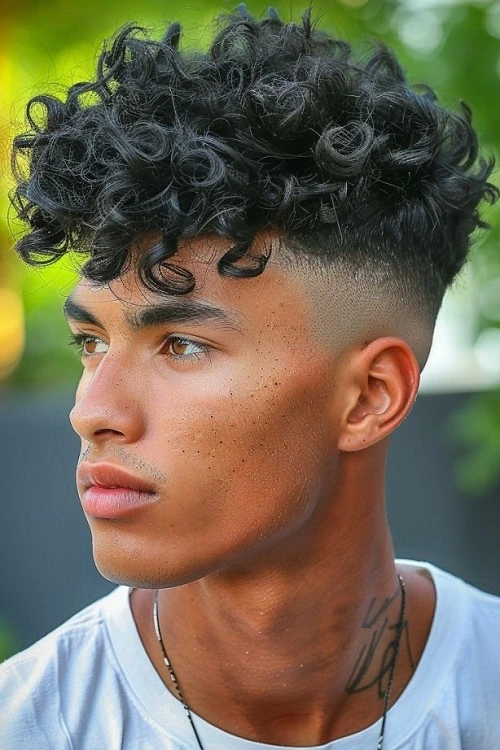 Burst Fade Curly Fringe