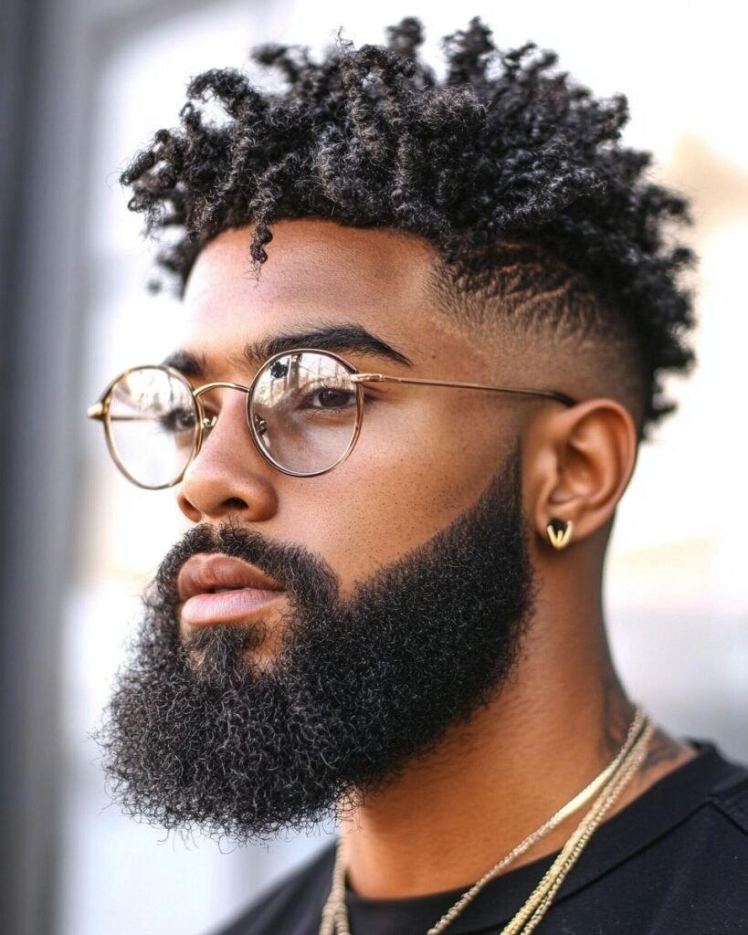 Burst Fade Curly Hair Black Male