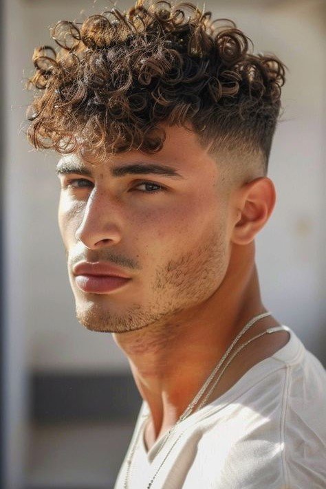 Burst Fade Curly Hair White