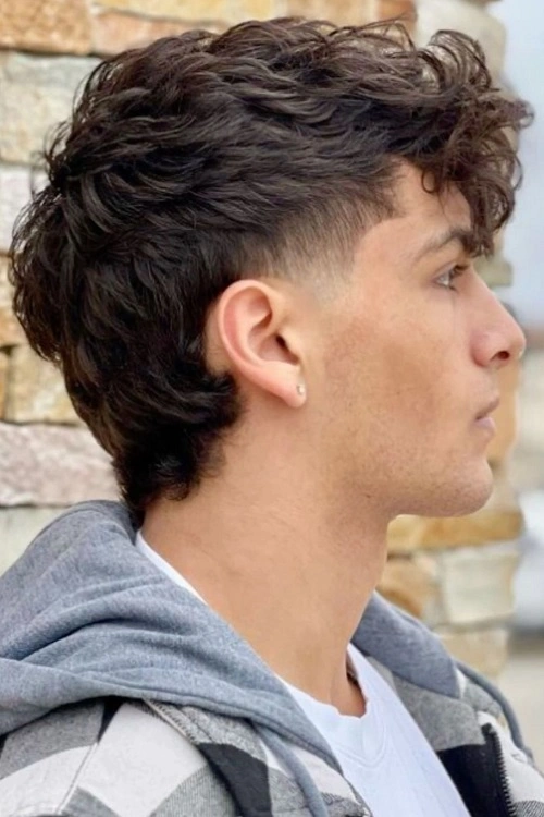 Burst Fade Mullet Wavy Hair