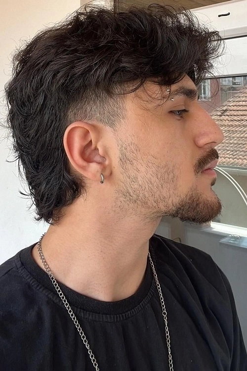 Burst Fade Mullet Wavy Hair