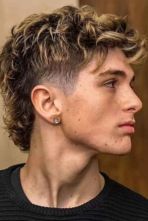  Burst Fade Mullet Wavy Hair