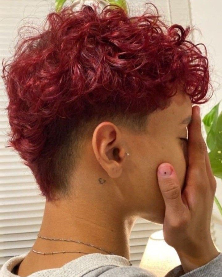 Burst Fade V Cut Curly Hair