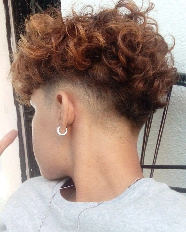 Burst Fade V Cut Curly Hair