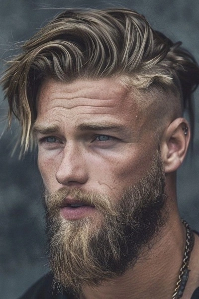 Comb Over Fade with Beard