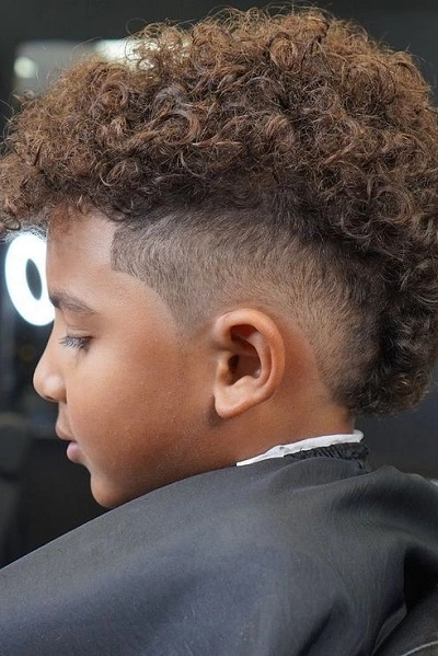 Curly Fade Haircut for Kids Boys