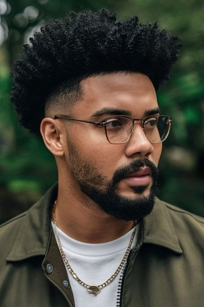 High Fade Afro Haircut for Men