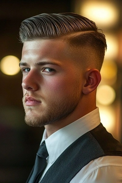 High Fade Side Part Haircut for Men