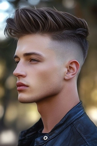 High Fade Comb Over Haircut for Men