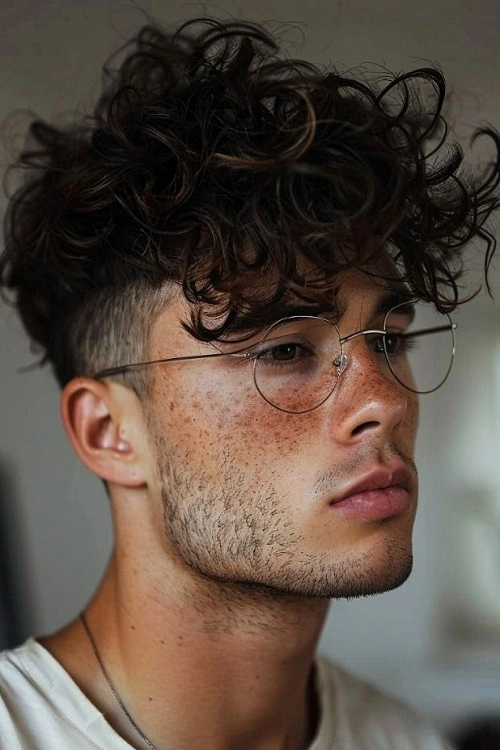 Low Taper Fade Fluffy Wavy Hair