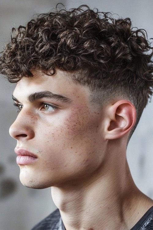 Low Taper Fade Fluffy Haircut Curly Hair