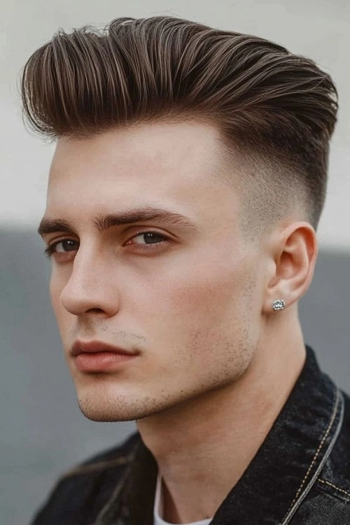 Low Taper Fade Fluffy Pompadour