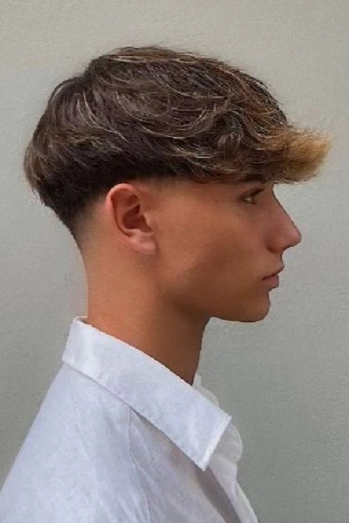 Low Taper Fade Fringe Blowout