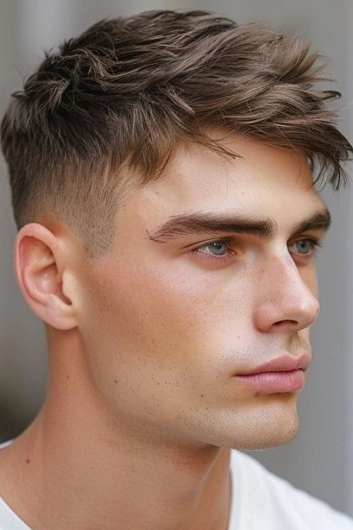 Low Taper Fade with Messy Fringe