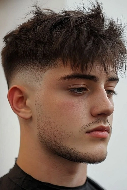 Low Taper Fade with Messy Fringe