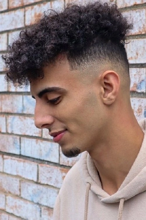 Mid Burst Fade Curly Hair