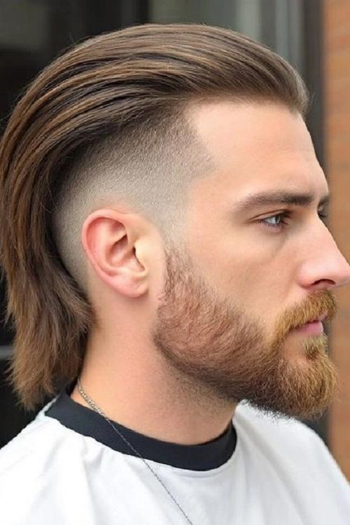 Slick Back Burst Fade Mullet