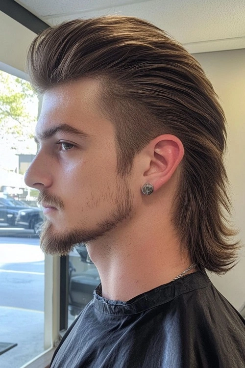 Slick Back Burst Fade Mullet