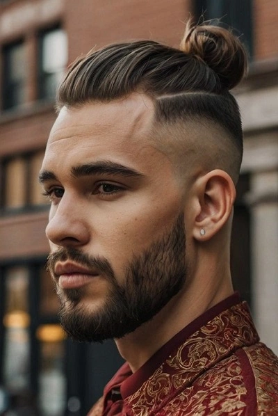 High Taper Fade with Man Bun