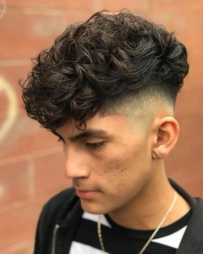 Mid Fade for Curly Hair Men