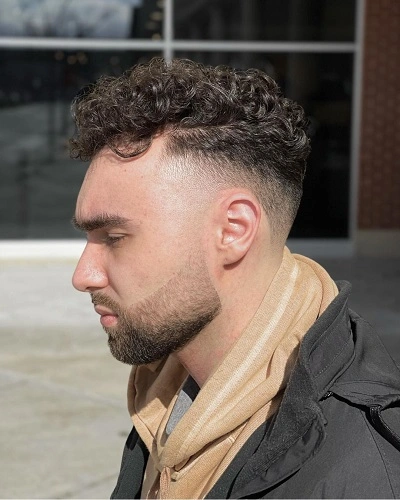 Mid Fade for Curly Hair Men