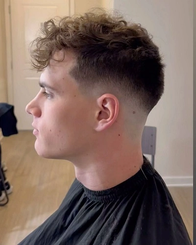 Mid Fade Curly Fringe