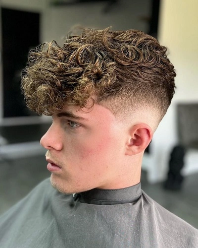 Mid Fade Curly Hair Blonde