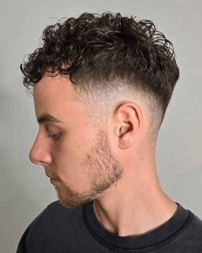 Mid Fade Curly Hair Short