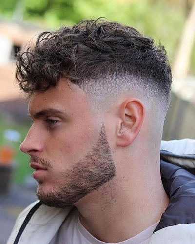 Mid Fade Curly Hair Short