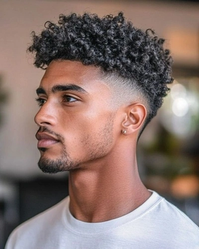 Mid Fade Curly Long Top