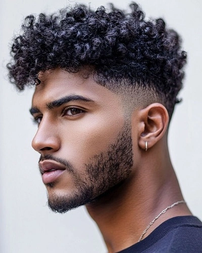 Mid Fade Curly Long Top
