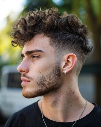 Mid Fade Curly Shag