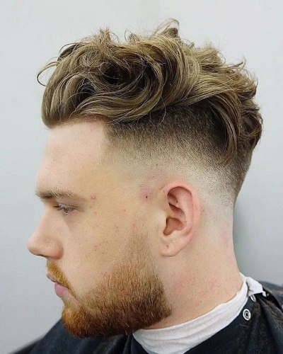 Mid Fade Curly Slick Back