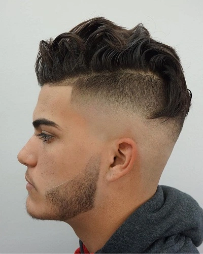 Mid Fade Curly Slick Back