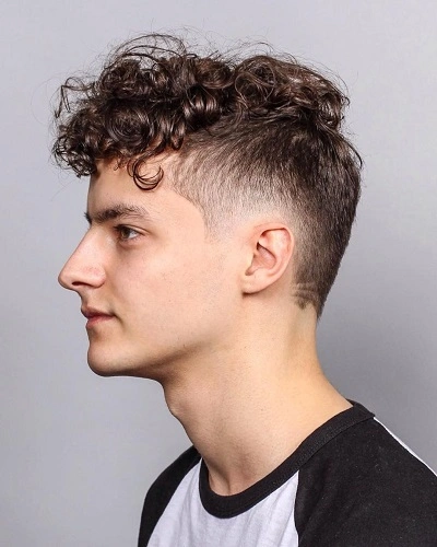 Mid Fade Curly Taper