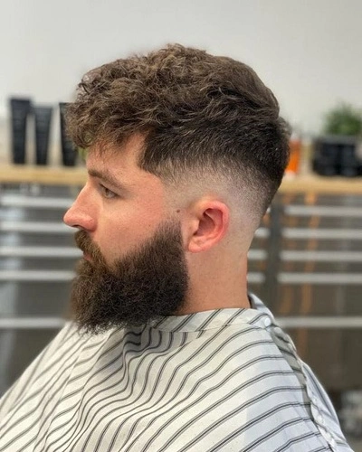 Mid Fade Curly Taper