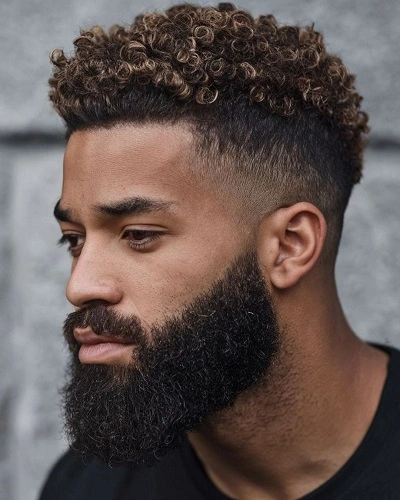 Mid Fade Curly Textured Crop